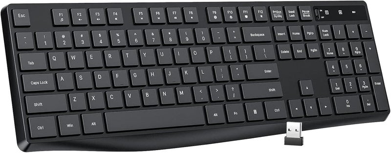 Lovaky MK98 Wireless Keyboard, 2.4G Ergonomic, Computer Keyboard, Enlarged Indicator Light, Full Size PC Keyboard with Numeric Keypad for Laptop, Desktop, Surface, Chromebook, Notebook, Black - Image 1